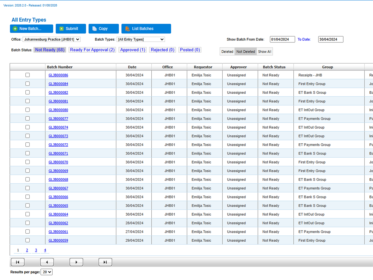 General Ledger screenshot